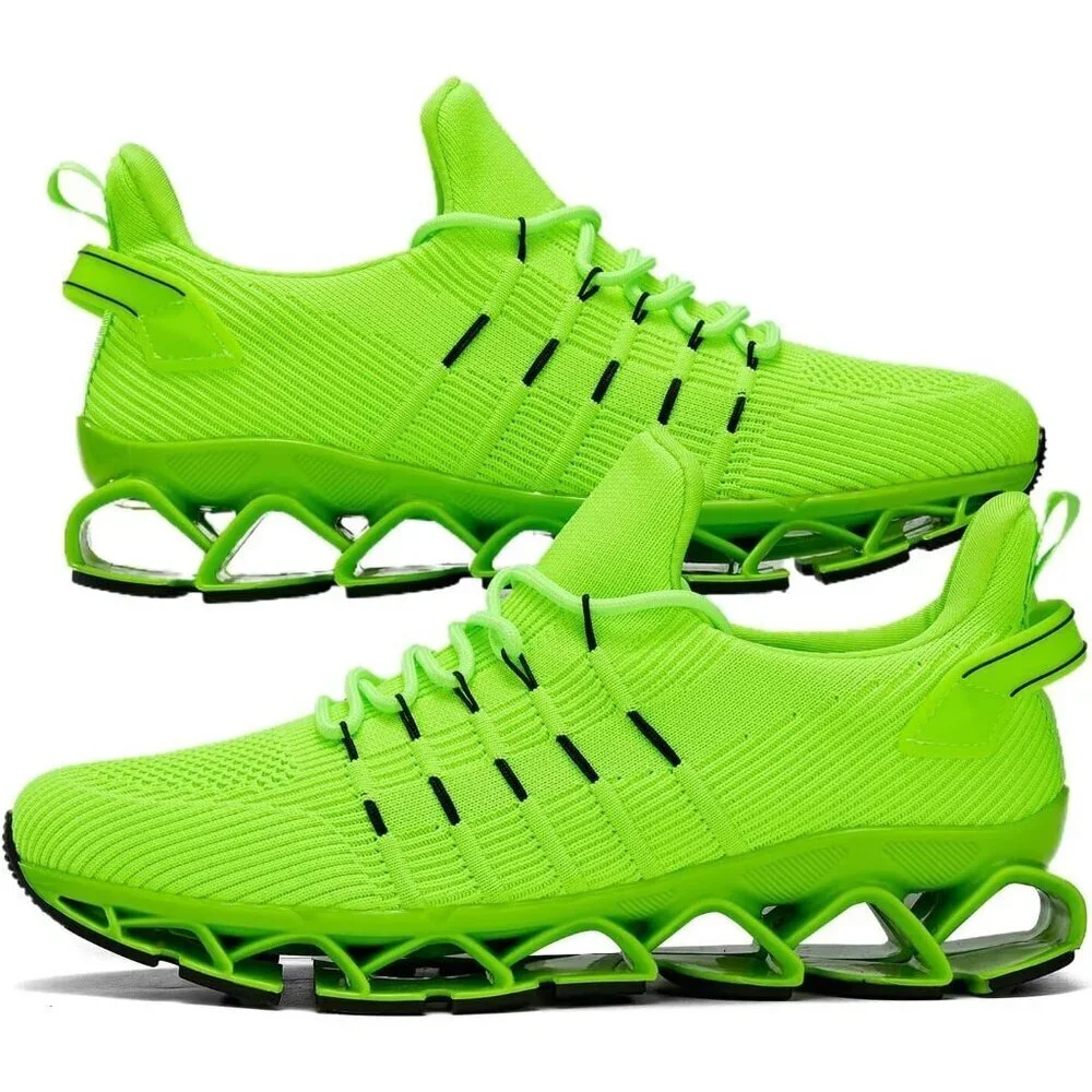 Men's Running Shoes Mesh Breathable Runners Sport Walking Tennis Sneakers Green